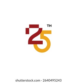 A clean and modern logo design celebrating a 25th anniversary.  Bold colors and simple shapes are used.