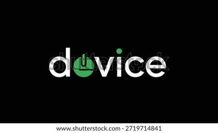 A clean and modern logo design features the word 'device' in white sans-serif font. The letter 'v' is replaced by a green circular icon representing