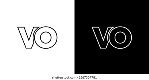 Clean, modern logo design featuring the letters VO, presented in both black and white.