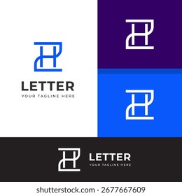 Sauberes, modernes Logo-Design mit dem Buchstaben HZ, H. Geeignet für Corporate Branding, mit Variationen in blau, weiß und dunklen Hintergründen. Ideal für Unternehmen, die eine professionelle