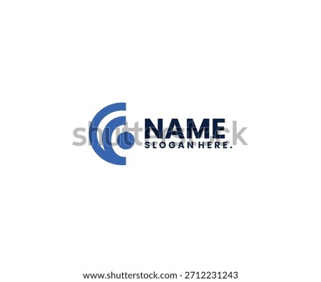 A clean, modern logo design featuring a blue circular mark beside bold NAME text. Ideal for corporate branding, company identity, or tech branding projects seeking a professional, trustworthy image.
