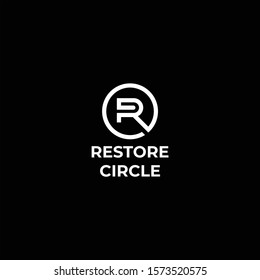 Clean and modern logo design of letter R and circle on black background colours - EPS10 - Vector.