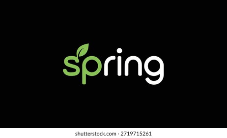 Un logotipo limpio y moderno presenta la palabra 'primavera' con la 's' inicial reemplazada por un emblema de hoja verde. El texto se presenta contra un negro crudo