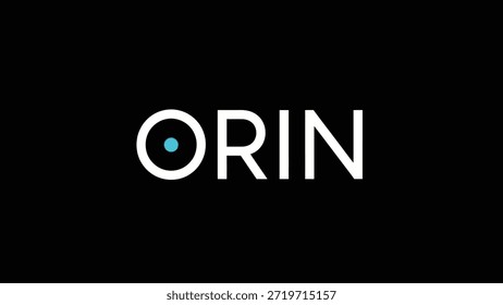 Ein sauberes und modernes Logo mit dem Wort "ORIN" in weiß, mutige serifenlose Typografie auf einfarbigem schwarzem Hintergrund. Der Buchstabe 'O' ist stilisiert