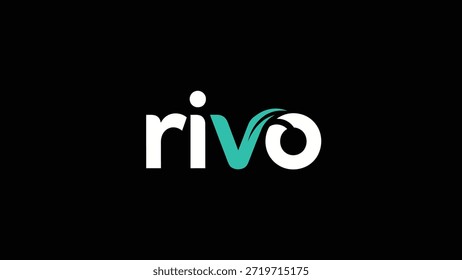 A clean and modern logo featuring the word 'rivo' in white with a stylized teal leaf integrated into the letter 'o'. The design is set against a