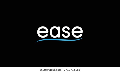 Um logotipo limpo e moderno com a palavra "ease" em branco, sobre um fundo preto. Um gráfico de onda azul sutil e estilizado sublinha a
