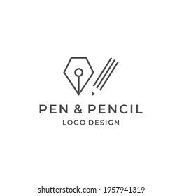 A clean and modern logo of light gray pencil and pen.
EPS10. Vector.