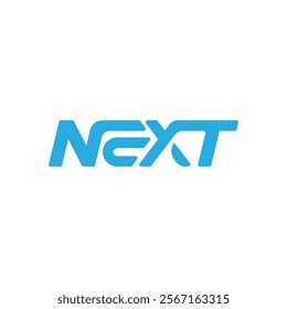 Clean and modern logo for the NEXT brand, featuring bold, stylized letters in a vibrant, bright blue color against a plain white background.