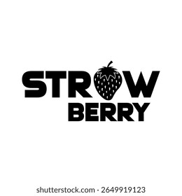 A clean and modern logo that incorporates a stylized strawberry icon within its bold typography design, perfect for branding, food-related logos, or minimalist visual identities.