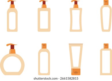 Un Vector de botella de loción limpio y moderno con líneas suaves y estilo minimalista, perfecto para la marca de cuidado de la piel.