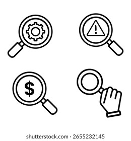 A clean, modern magnifying glass icon, perfect for search functionalities, navigation, and user interface elements across various digital platforms.