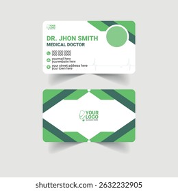 Clean and modern medical doctor business card design featuring a minimalist layout and healthcare icons. Perfect for clinics, hospitals, physicians, and other medical professionals.