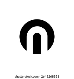 A clean and modern minimal abstract logo design featuring a bold arch or U-shaped symbol in black and grey tones. Perfect for technology, corporate branding, startup companies, digital businesses, con