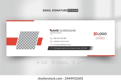 Clean, Modern and Minimal Email Signatures Template Vector Design. Professional Email Signature Template Layout.