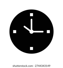 Clean and modern minimalist clock design featuring a sleek black face with white hour markers and hands, perfect for timekeeping, business, and design projects.