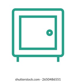 Ein sauberes, modernes und minimalistisches Flachsymbol, das ein sicheres Gewölbe oder einen sicheren Safe darstellt und mit einfachen geometrischen Formen und einer begrenzten Farbpalette für eine breite Anwendung entworfen wurde.