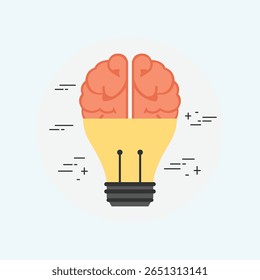 A clean, modern, and minimalist flat icon representing a human brain, rendered in a simple, stylized design suitable for various digital and print applications.