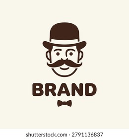 Clean and modern minimalist logo design of a sophisticated gentleman, ideal for contemporary brands seeking a classic touch.
