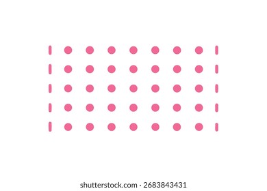 Um padrão retangular minimalista limpo e moderno com pontos cor-de-rosa uniformemente espaçados, perfeito para papéis de parede, tecidos, fundos digitais e projetos de design gráfico elegante.