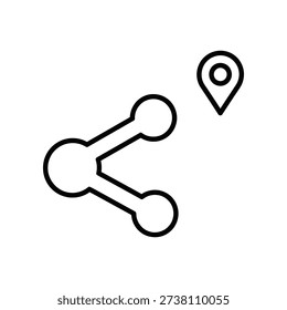 Clean and modern minimalist vector illustration featuring interlinked circles with a location pin, ideal for business, connectivity, and navigation concepts.