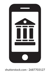 Un ícono limpio y moderno de la banca móvil con una silueta de Elementos de transacciones financieras.