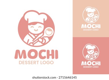 Un logotipo mochi moderno y limpio creado para marcas de postres y cafeterías contemporáneas.