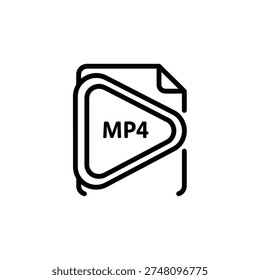 Clean and modern MP4 video file icon in black and white, perfect for digital media, technology, and multimedia projects.