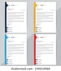Clean And Modern New 4 Color Variation  Corporate Letterhead Template Design