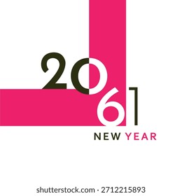 A clean and modern New Year 2061 artwork with bold black typography and a simple geometric layout. Perfect for greeting cards, banners, posters, digital content, and festive graphic projects.