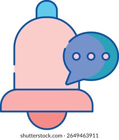 A clean, modern notification icon designed for digital interfaces, featuring a bell symbol that signifies alerts, messages, or important updates for users.