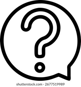 A clean, modern outline graphic of a question mark, perfect for representing inquiry, confusion, or seeking information in various designs.