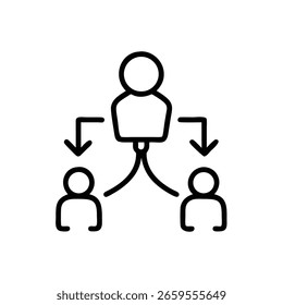 A clean, modern outline icon representing interpersonal skills and human connection, featuring stylized figures interacting on a white background.