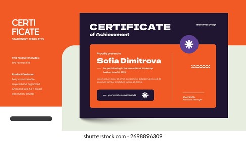 Clean, Modern and Professional Certificate Design Template