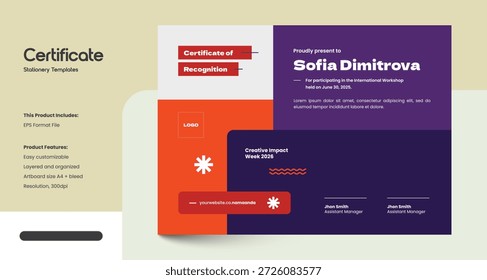 Clean, Modern and Professional Certificate Design Template