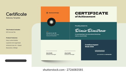 Clean, Modern and Professional Certificate Design Template