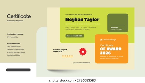 Clean, Modern and Professional Certificate Design Template