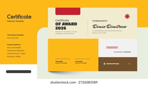 Clean, Modern and Professional Certificate Design Template