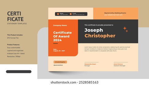 Clean, Modern and Professional Creative Certificate Design Template