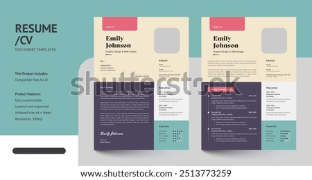 Clean, Modern and Professional CV Resume Templates Stock photo © 