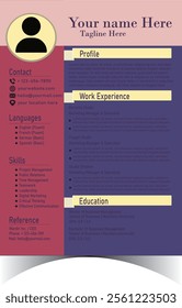 A clean and modern professional CV template with a vibrant orange and gray color scheme. Includes sections for profile, work experience, education, skills, and references. Ideal for job seekers