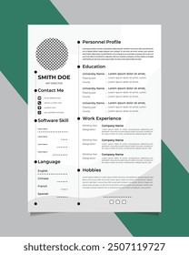 Clean and modern professional resume template design