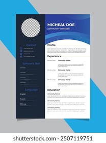 Clean and modern professional resume template design