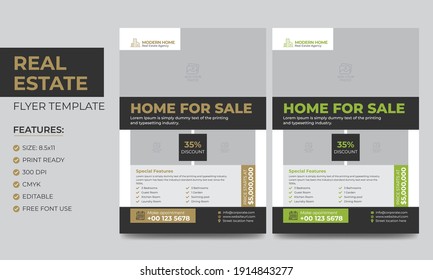 Clean Modern Real Estate Agent And Construction Business Flyer Template Vector. Creative Real Estate Flyer.