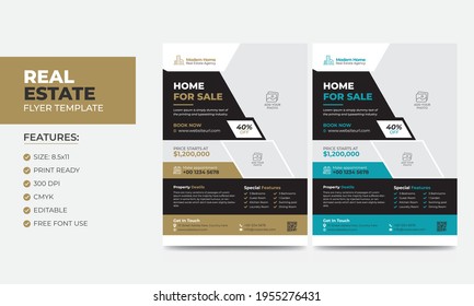 Clean Modern Real Estate Agent and Construction Business Flyer Template Vector. Creative Real estate Flyer.