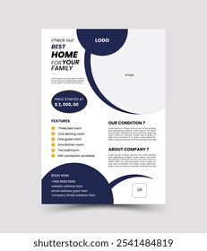 clean modern real estate business agency home sale marketing flyer design template full editable print ready vector