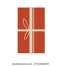 Caja de regalo roja moderna limpia con detalle de cinta simple
