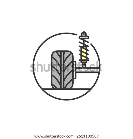 A clean, modern representation of a vehicle's suspension system, emphasizing smooth rides and stability. Its minimalistic design enhances automotive branding and user engagement
