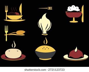 Icono de restaurante limpio y moderno que representa los conceptos de servicio de comida, comedor, menú, chef y hospitalidad. Perfecto para App, Sitios web, volantes, menús y proyectos de marca.