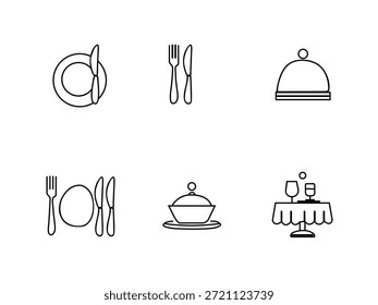 Icono de restaurante limpio y moderno que representa los conceptos de servicio de comida, comedor, menú, chef y hospitalidad. Perfecto para App, Sitios web, volantes, menús y proyectos de marca.