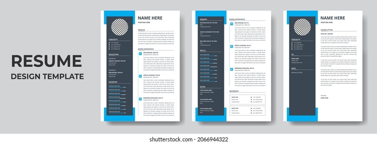 Clean Modern Resume and Cover Letter Layout Vector Template for Business Job Applications, Minimalist resume cv template, Resume design template, cv design, multipurpose resume design